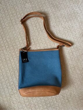 Joy Susan Blue and Tan Crossbody Bag